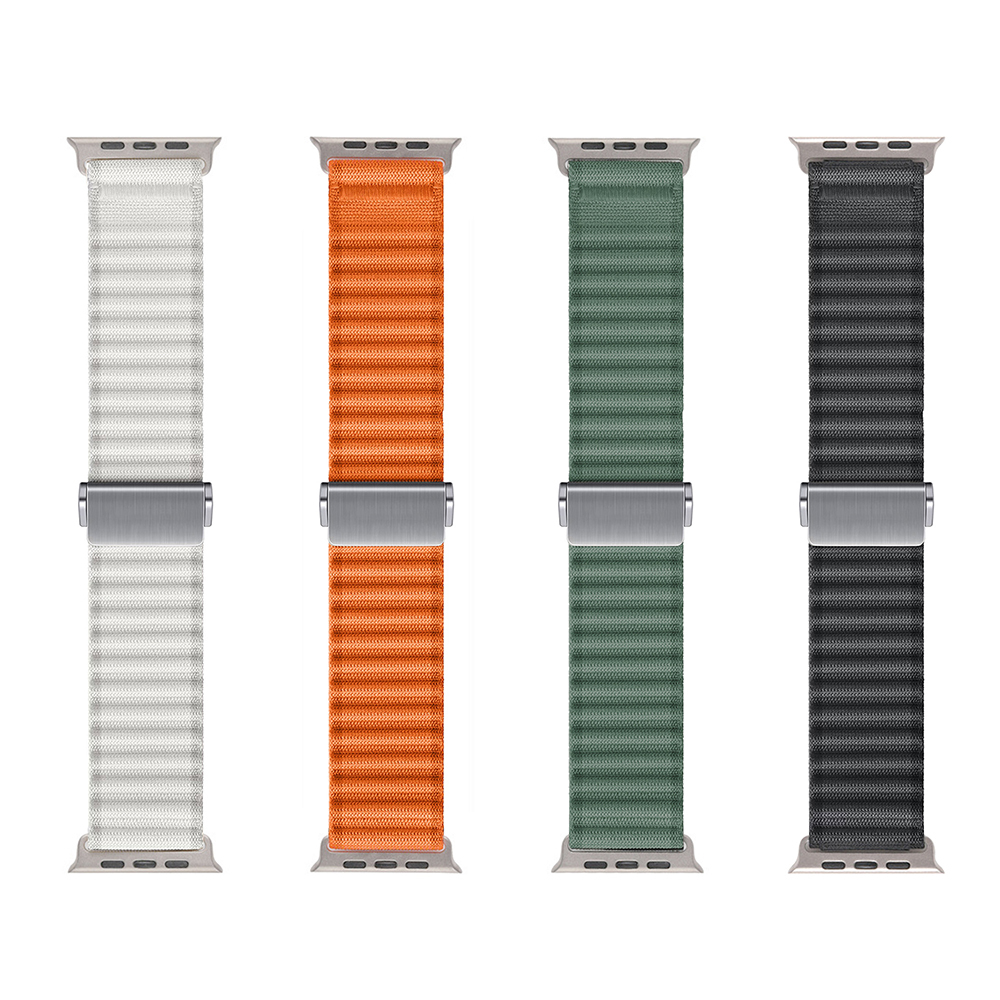 Apple Watch 7 45mm Uyumlu Zore KRD-123 Naylon Kumaş Hasır Örgülü Kordon - 1