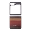 Samsung Galaxy Z Flip 6 Uyumlu Kılıf Magsafe Şarj Özellikli Aramid Fiber Pitaka Tactile Woven Sunset-Moonrise Serisi Sunset Kapak - 9
