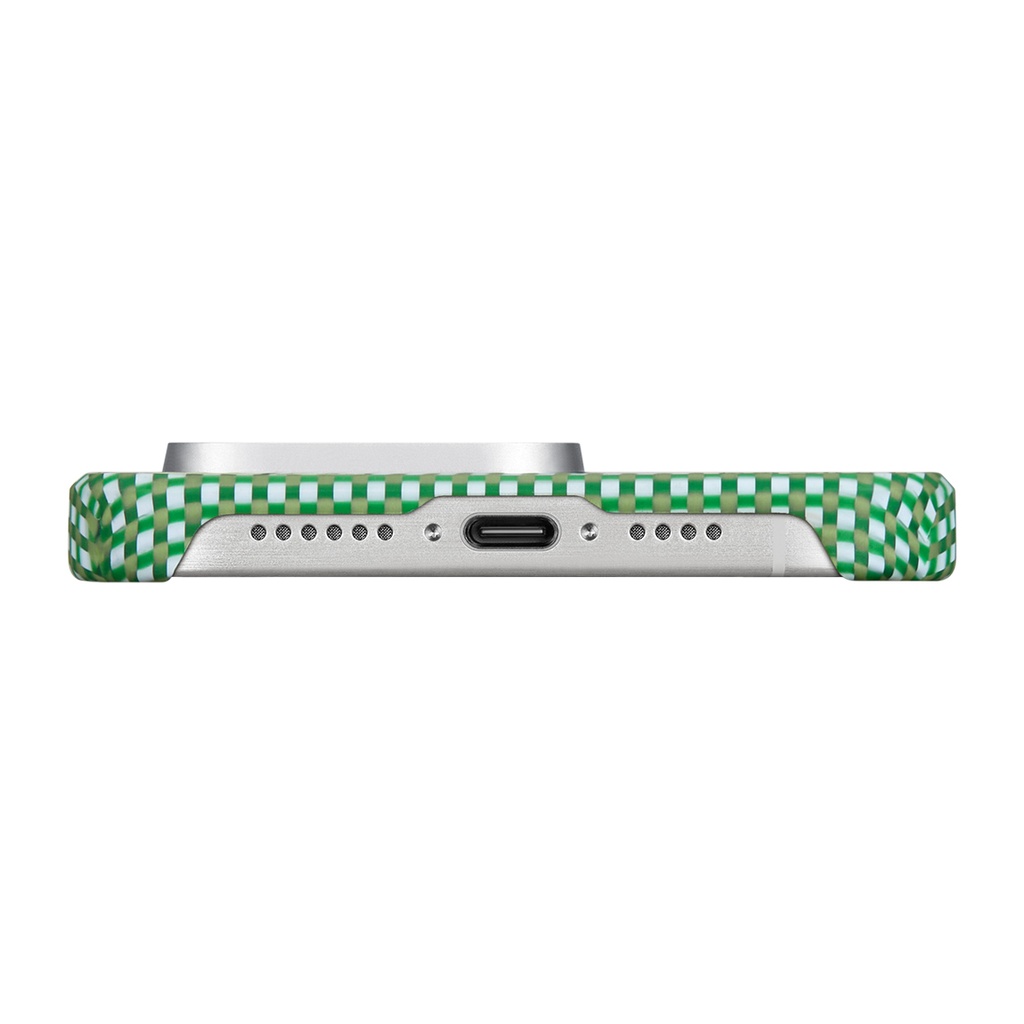 Apple iPhone 15 Pro Max Uyumlu Kılıf Magsafe Şarj Özellikli Awa Tasarımlı 1500D Aramid Fiber Pitaka Ultra-Slim Classic Serisi Forest Kapak - 3