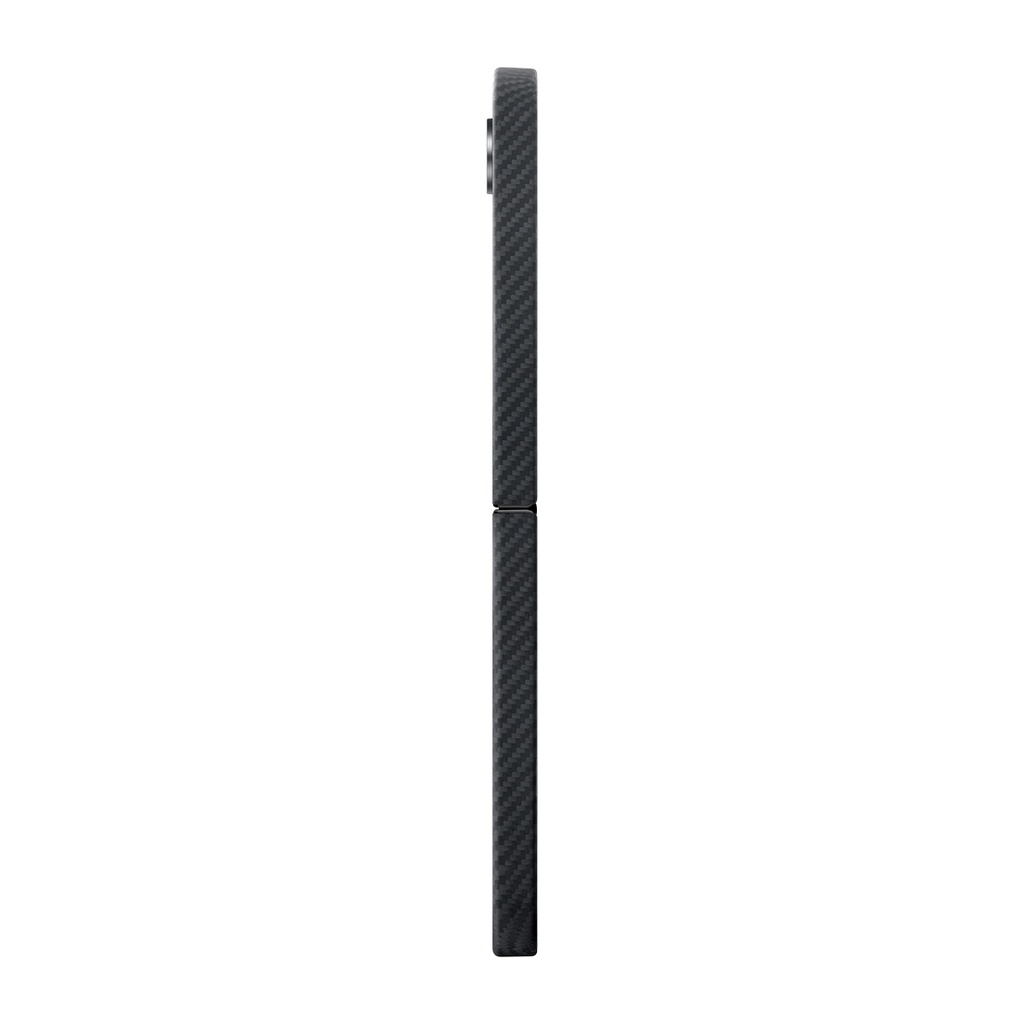Samsung Galaxy Z Flip 6 Uyumlu Kılıf Magsafe Şarj Özellikli 600D Aramid Fiber Pitaka Ultra-Slim Classic Serisi Black-Grey Twill Kapak - 2