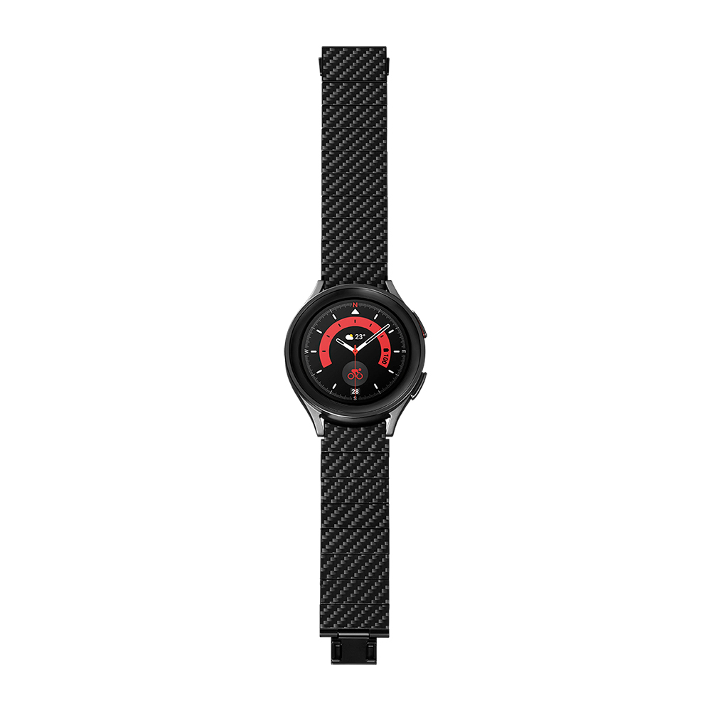 Samsung Galaxy Watch 4 Classic 46mm Uyumlu Karbon Fiber Pitaka Modern Serisi Black-Grey Twill Kordon - 4
