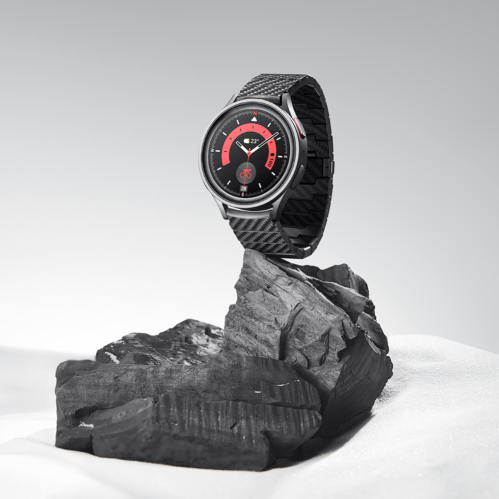 Samsung Galaxy Watch 7 40mm Uyumlu Karbon Fiber Pitaka Modern Serisi Black-Grey Twill Kordon - 15