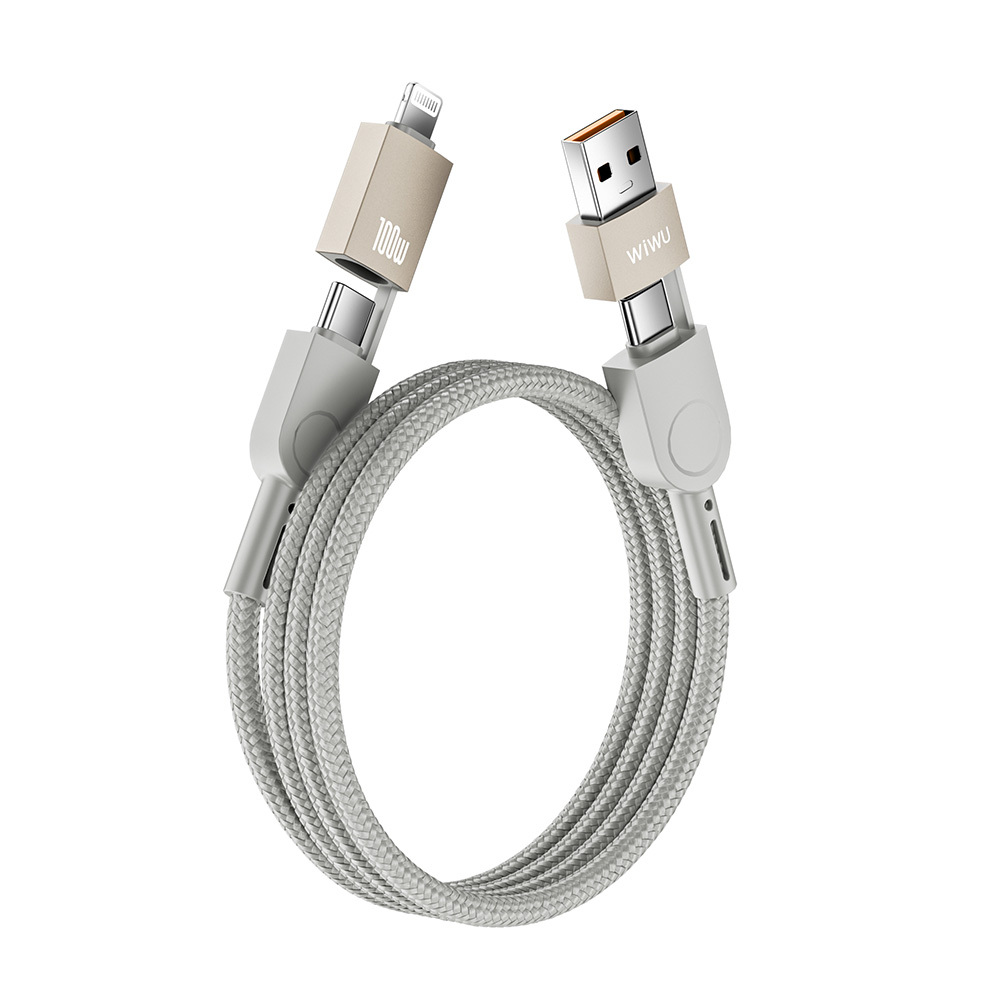 Wiwu 4in1 Raptor Serisi Çoklu USB-A + Type-C to Type-C + Lightning Şarj ve Data Kablosu 100W 120cm - 1