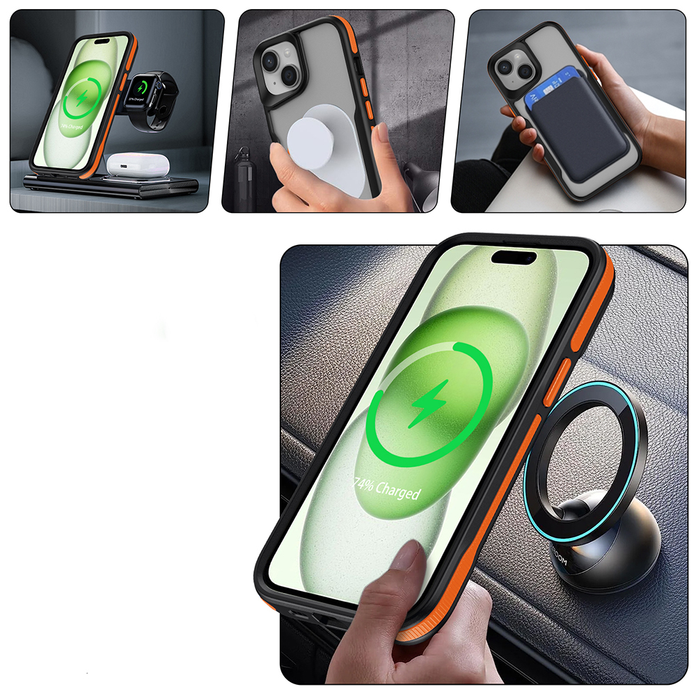 Apple iPhone 14 Pro Uyumlu Kılıf Magsafe Şarj Özellikli Renkli Kenar Airbag Şeritli Zore Lamer Kapak - 1