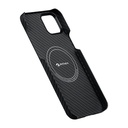 Apple iPhone 14 Uyumlu Kılıf Magsafe Şarj Özellikli 1500D Aramid Fiber Pitaka Ultra-Slim Classic Serisi Black-Grey Twill Kapak - 6