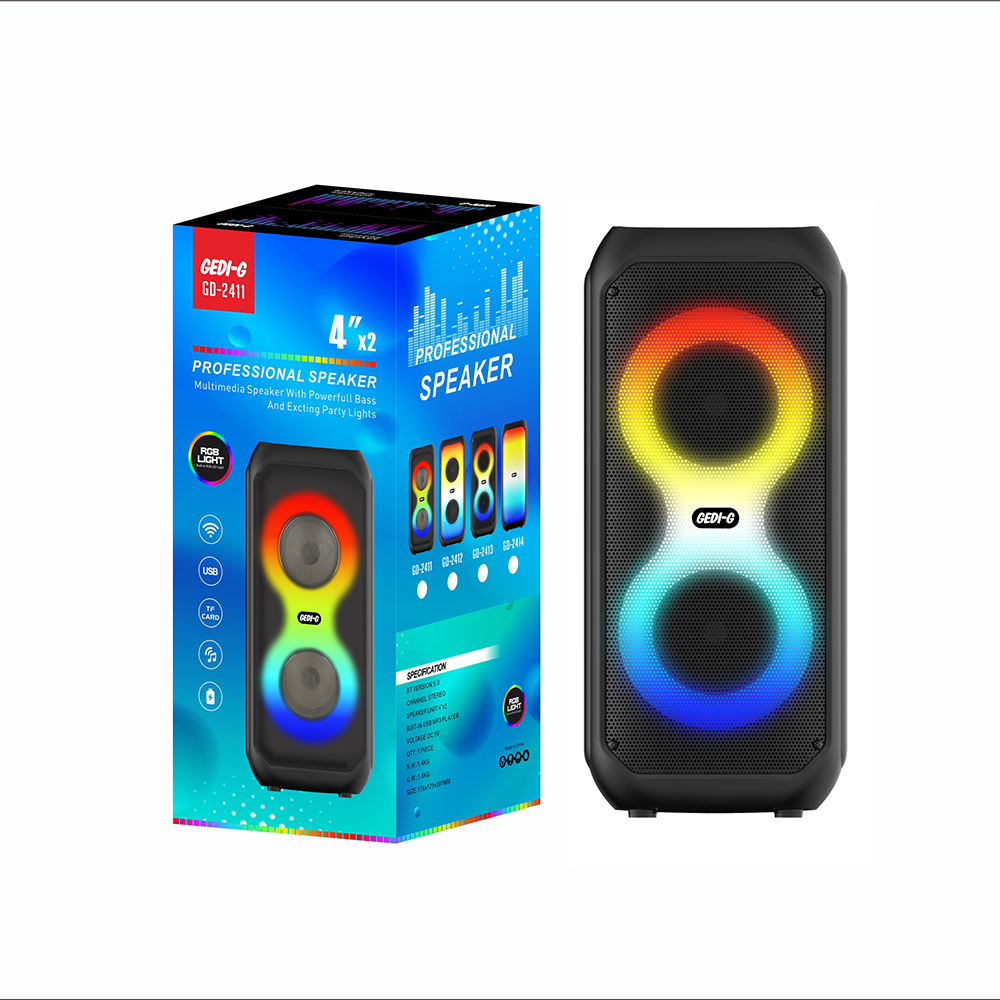 Zore GD-2413 FM Radyolu RGB TWS Çift 4 inç Stereo Bass Kablosuz Hoparlör - 5