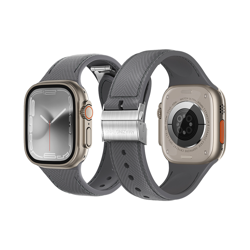 Apple Watch 38mm Uyumlu Amazingthing Titan Swift Deri Dokulu Silikon Kordon - 13