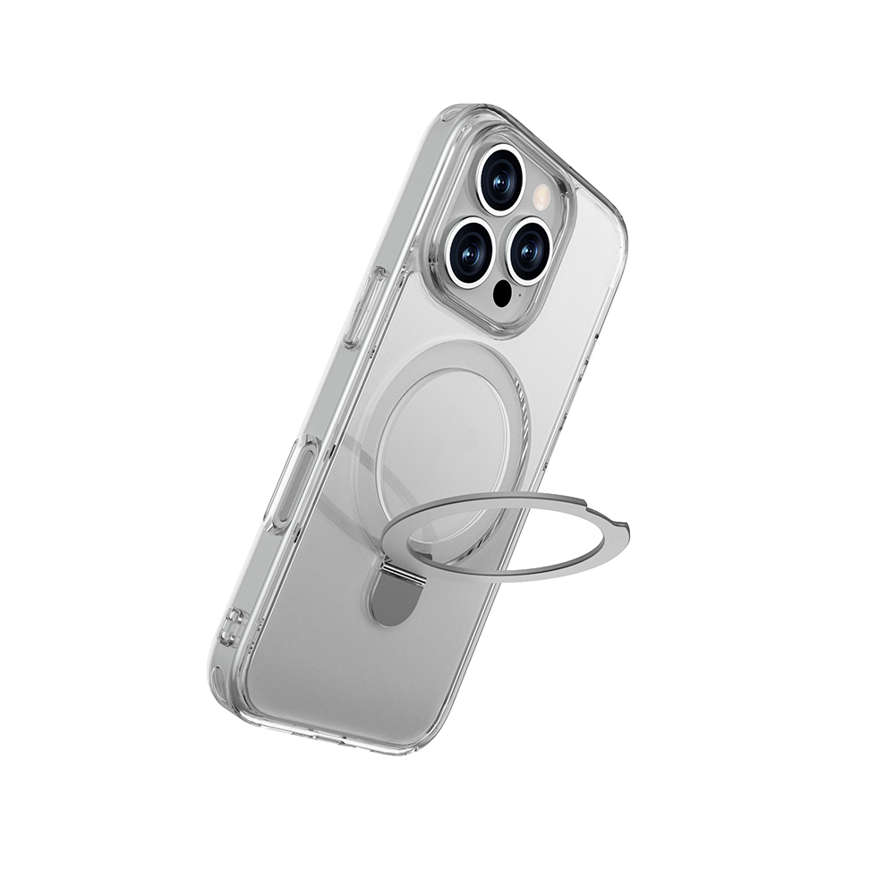 Apple iPhone 16 Pro Uyumlu Kılıf Magsafe Şarj Özellikli Raptic Air Stand Serisi Buzlu Transparan Tasarımlı Standlı Kapak - 1