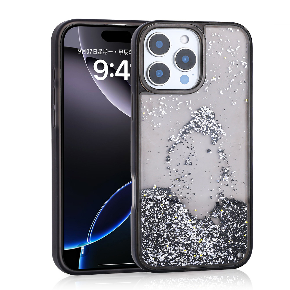 Apple iPhone 15 Pro Max Uyumlu Kılıf Sıvılı Simli Şeffaf Arka Yüzey Zore Keto Silikon Kapak - 3