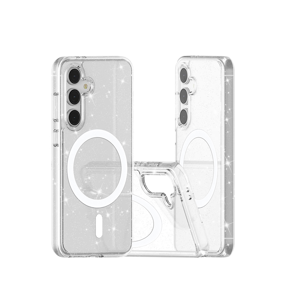 Samsung Galaxy S24 FE Uyumlu Kılıf Magsafe Şarj Özellikli Parlayan Simli Saydam Renkli Zore Allstar Kapak - 3