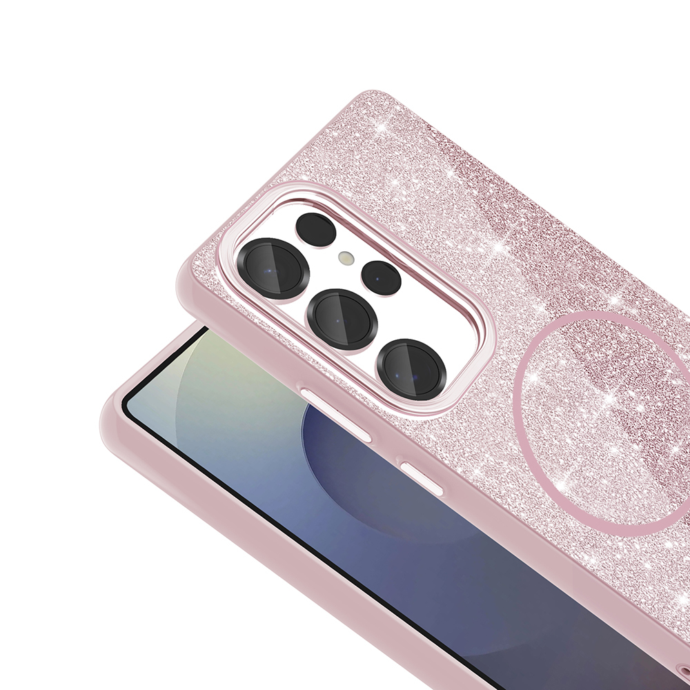 Samsung Galaxy S25 Ultra Uyumlu Kılıf Magsafe Şarj Özellikli Parlayan Simli Zore Okso Kapak - 4