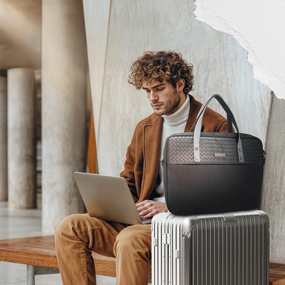 Lenyes LB552 Voyagers Serisi Su Geçirmez Polyester Kumaş Çıkarılabilir Omuz Askılı 13-14 inç Laptop Çantası - 4