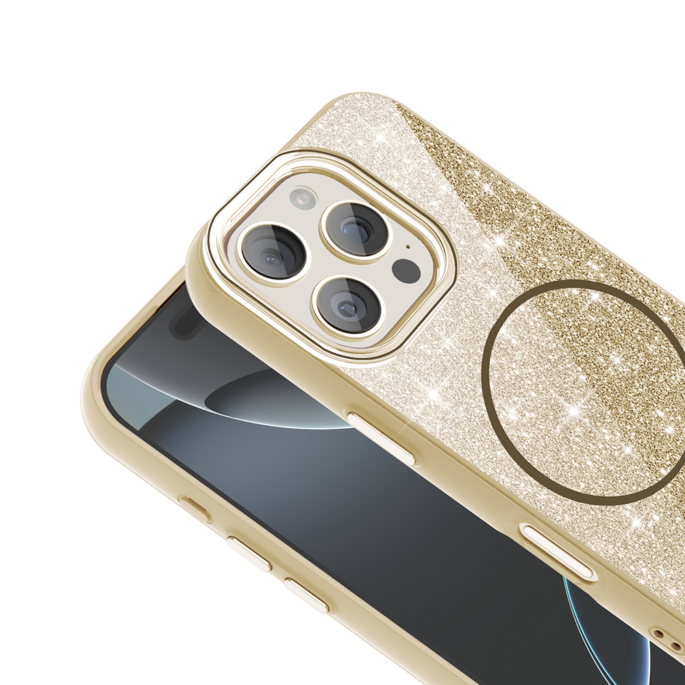 Apple iPhone 16 Pro Uyumlu Kılıf Magsafe Şarj Özellikli Parlayan Simli Zore Okso Kapak - 9