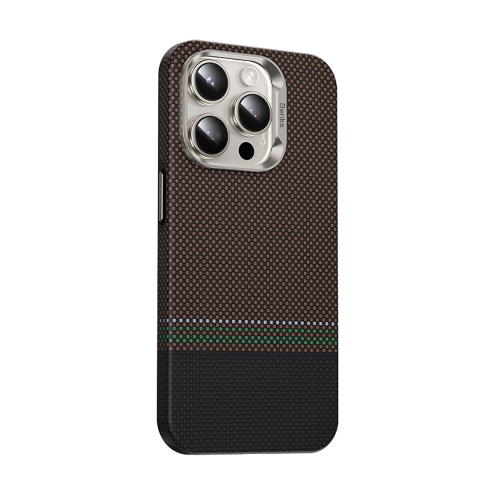 Apple iPhone 15 Pro Max Uyumlu Kılıf Magsafe Şarj Özellikli Karbon Fiber Tasarımlı Benks Prestige ArmorPro Kevlar Kapak - 3