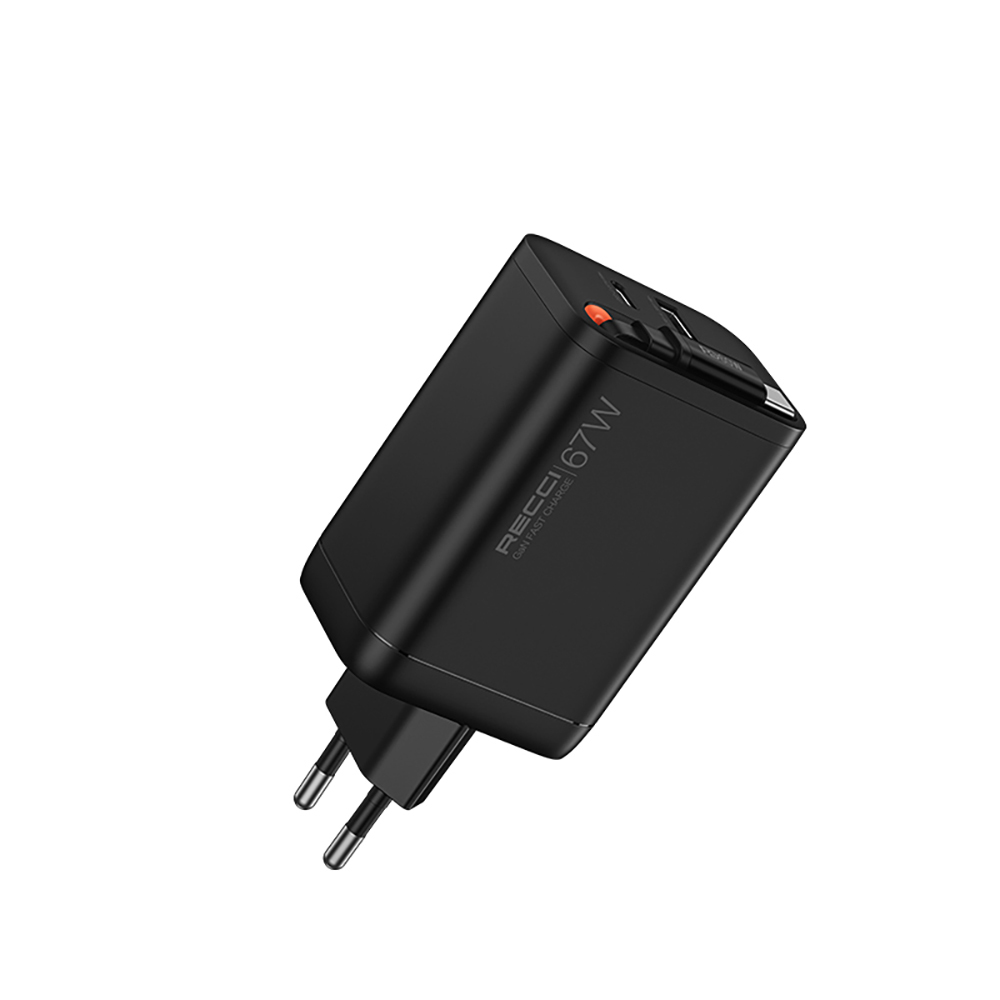 Recci RC103E GaN Teknolojili Hızlı Şarj Başlığı USB-A to Type-C PD 67W Type-C Kablolu Şarj Seti - 3
