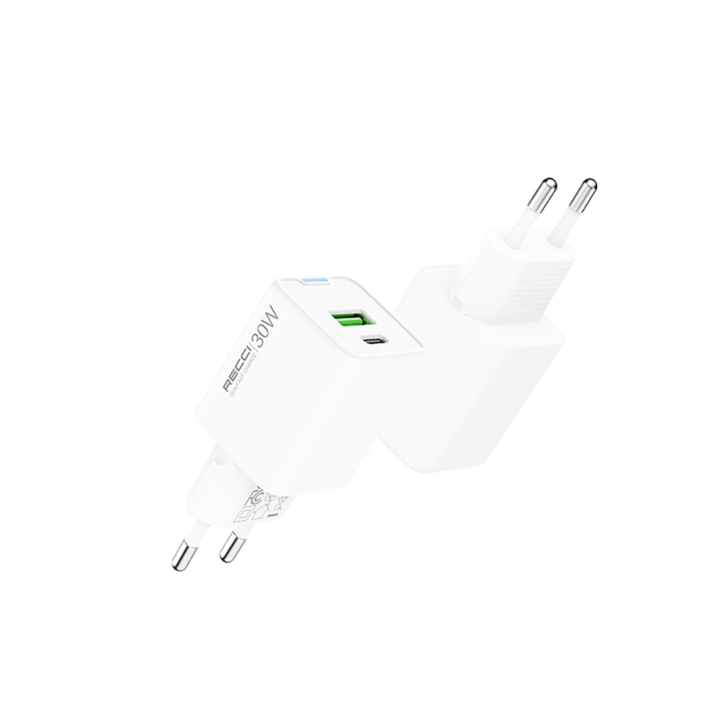 Recci RC107E Type-C PD & USB-A GaN Teknolojili Hızlı Şarj Başlığı 30W - 2