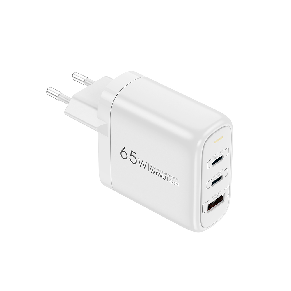 Wiwu Wi-U024 EU Serisi Dual Type-C PD & USB-A GaN Teknolojili Hızlı Şarj Başlığı 65W - 3