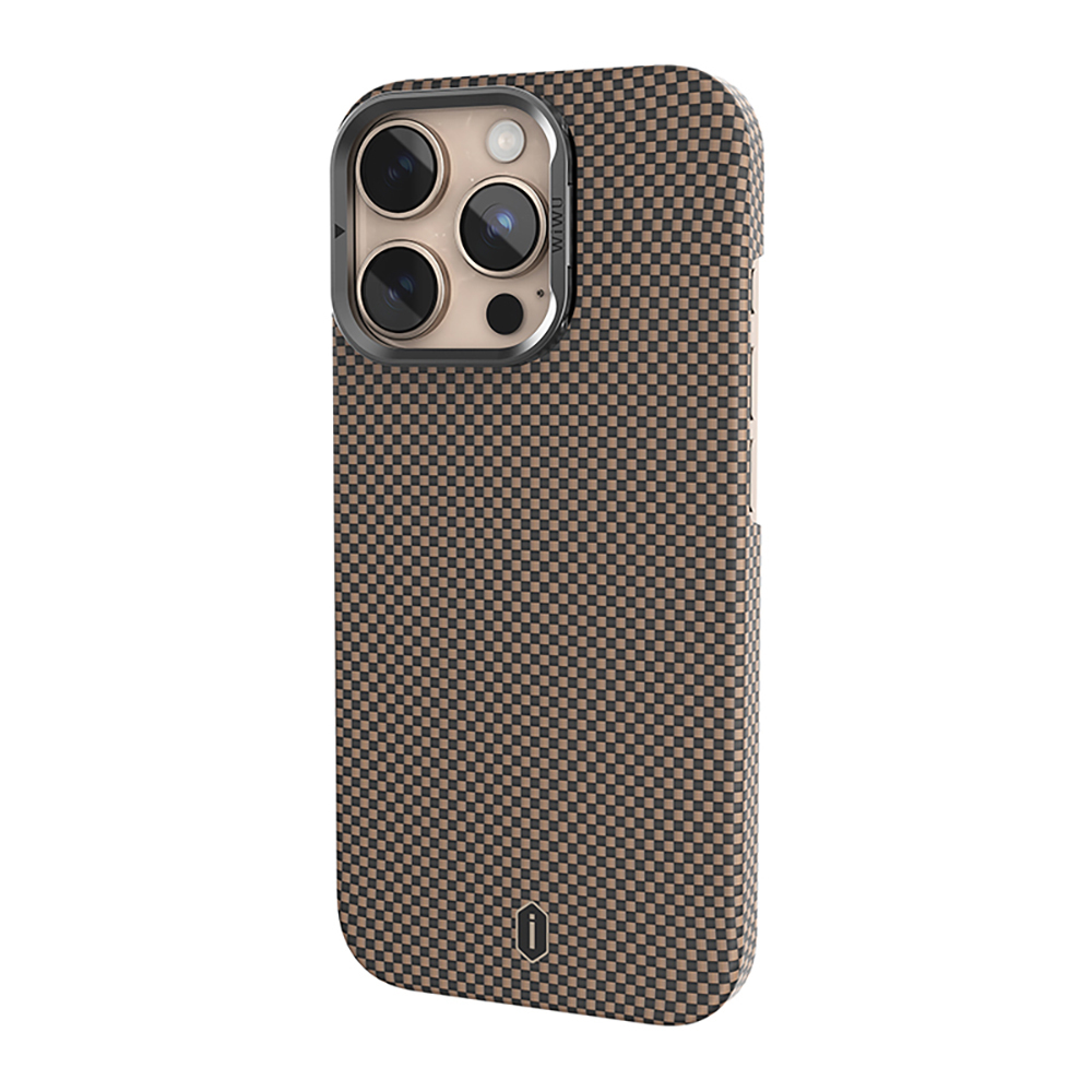 Apple iPhone 16 Pro Uyumlu Kılıf Wiwu DCC-208 Magsafe Şarj Özellikli Kamera Standlı Aramid Fiber Tasarım Kevlar Kapak - 10