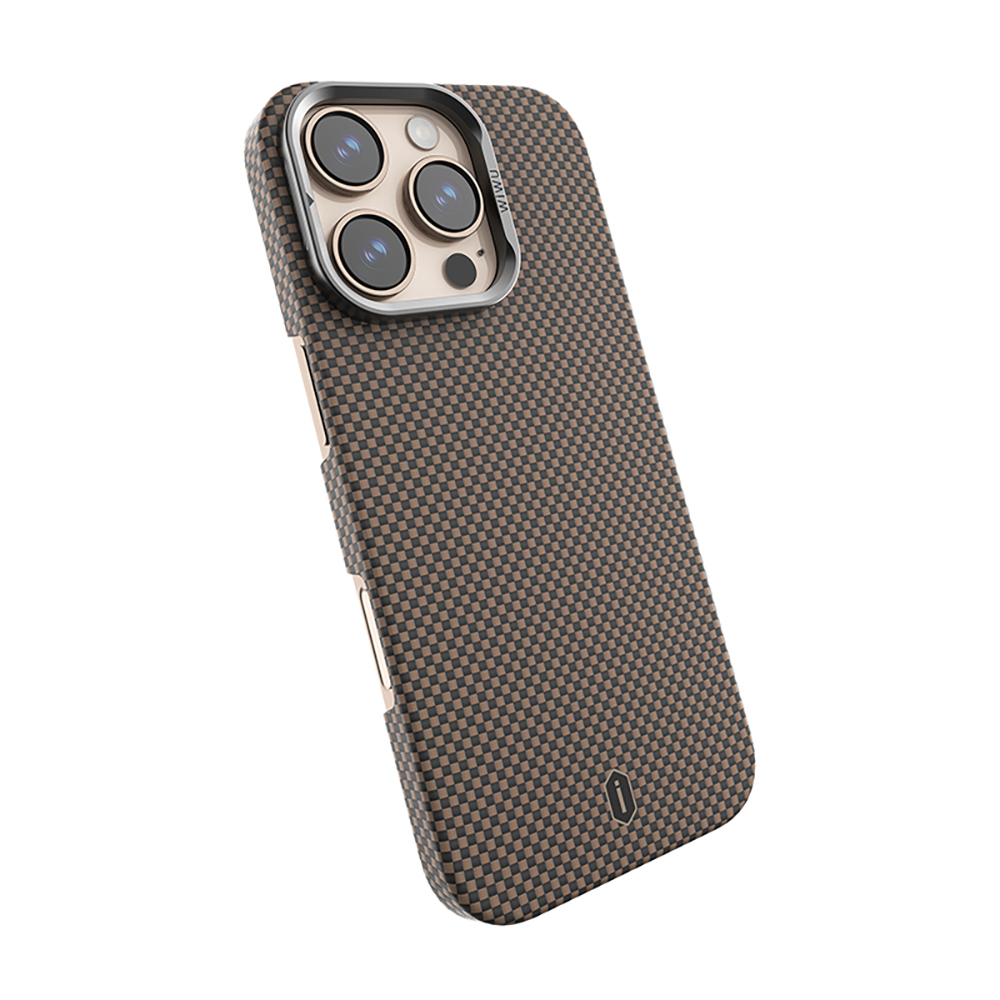Apple iPhone 16 Pro Uyumlu Kılıf Wiwu DCC-208 Magsafe Şarj Özellikli Kamera Standlı Aramid Fiber Tasarım Kevlar Kapak - 13