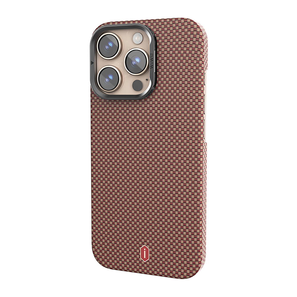 Apple iPhone 16 Pro Uyumlu Kılıf Wiwu DCC-208 Magsafe Şarj Özellikli Kamera Standlı Aramid Fiber Tasarım Kevlar Kapak - 18