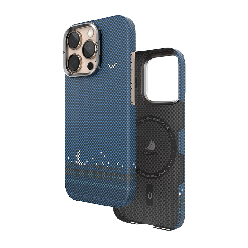 Apple iPhone 16 Pro Uyumlu Kılıf Wiwu DCC-209 Magsafe Şarj Özellikli Kamera Standlı Aramid Fiber Tasarım Kevlar Kapak - 3
