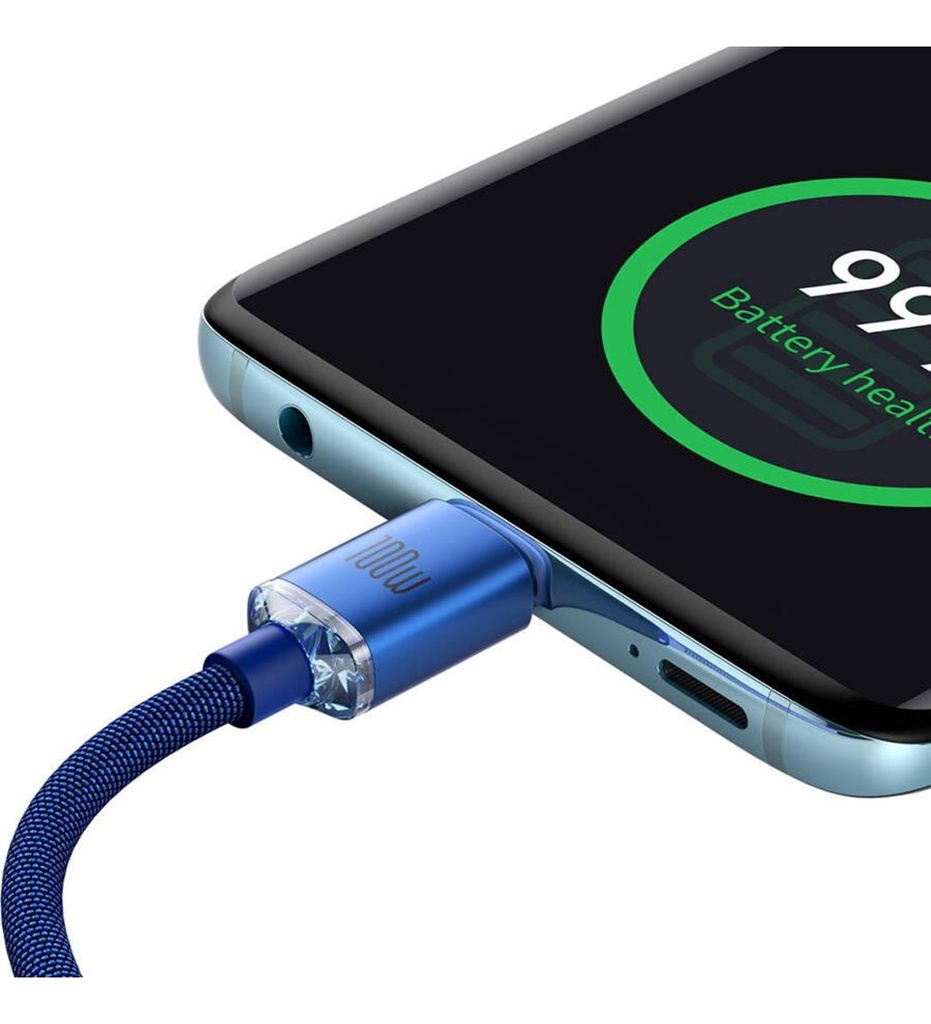 Baseus Crystal Shine 100W Type-C to Type-C 2m – MacBook, iPhone 15/16, Android, Telefon, Tablet ve Laptop Şarj Data Kablosu