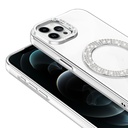Apple iPhone 12 Uyumlu Kılıf Pırlanta Taş Tasarımlı Magsafe Şarj Özellikli Zore Karetta Silikon Kapak - 8