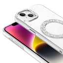 Apple iPhone 14 Uyumlu Kılıf Pırlanta Taş Tasarımlı Magsafe Şarj Özellikli Zore Karetta Silikon Kapak - 4