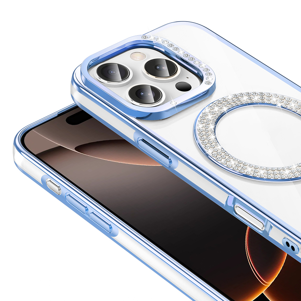 Apple iPhone 16 Pro Max Uyumlu Kılıf Pırlanta Taş Tasarımlı Magsafe Şarj Özellikli Zore Karetta Silikon Kapak - 8