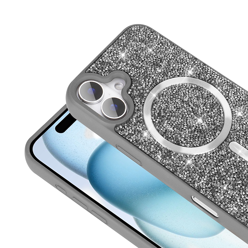 Apple iPhone 16 Plus Uyumlu Kılıf Pırlanta Tasarımlı Magsafe Şarj Özellikli Zore Mozaik Silikon Kapak - 6