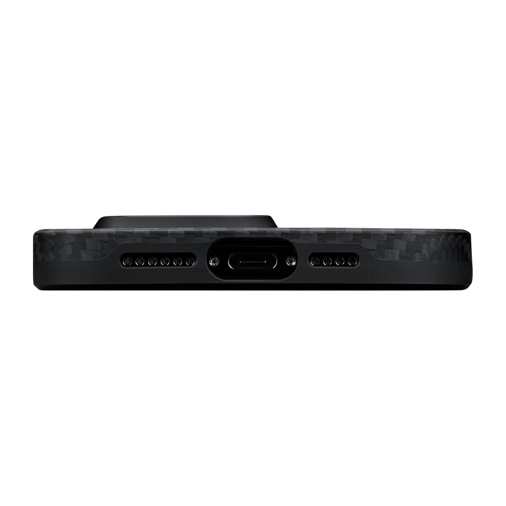 Apple iPhone 15 Pro Uyumlu Kılıf Magsafe Şarj Özellikli 1500D Aramid Fiber Pitaka Military-Grade Classic Serisi Black-Grey Twill Kapak - 10