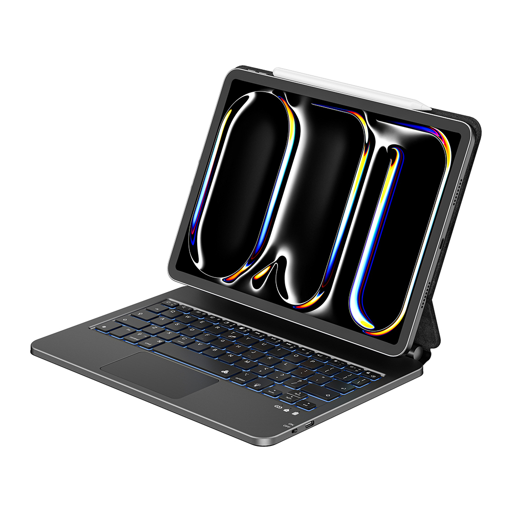 Apple iPad Pro 12.9 2021 Uyumlu (5.Nesil) Wiwu MK-003 Gizli Kalem Bölmeli Klavyeli Standlı Kılıf - 5
