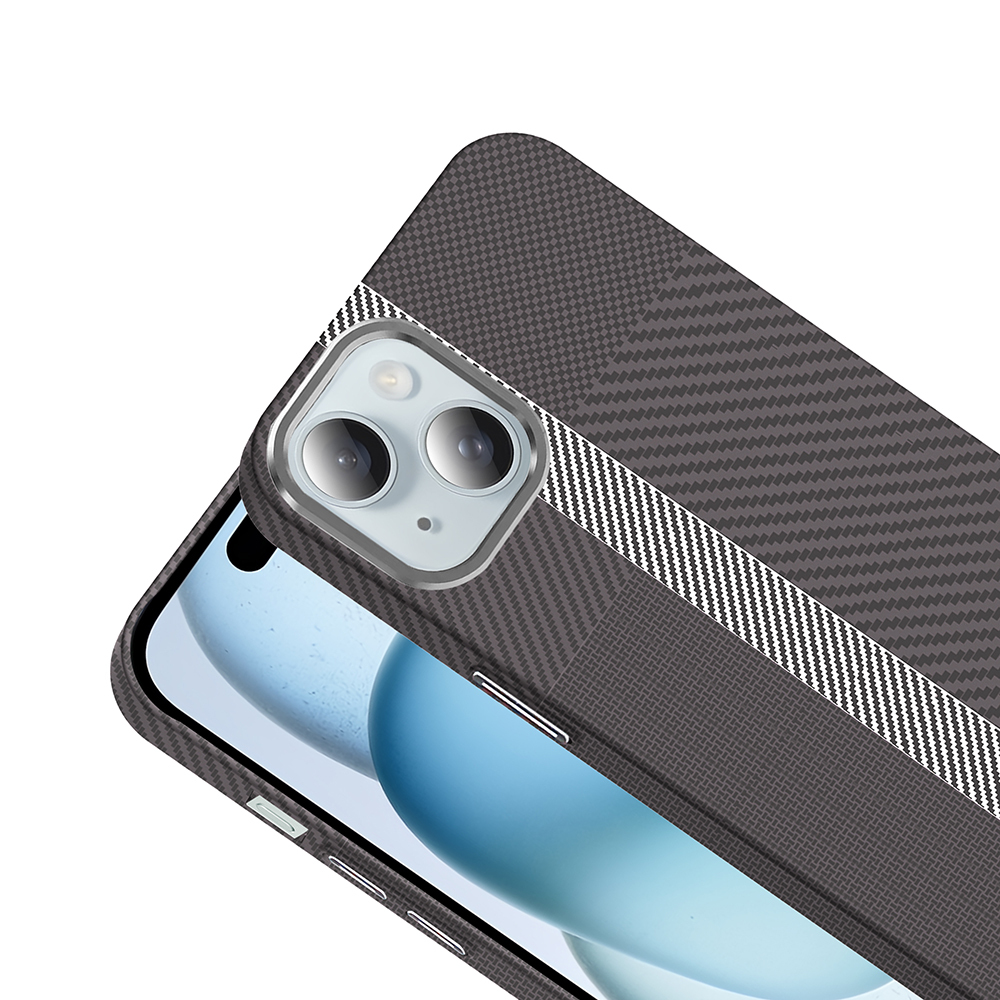 Apple iPhone 15 Uyumlu Kılıf M-safe Şarj Özellikli Karbon Fiber Görünümlü Zore Gros Kapak - 2