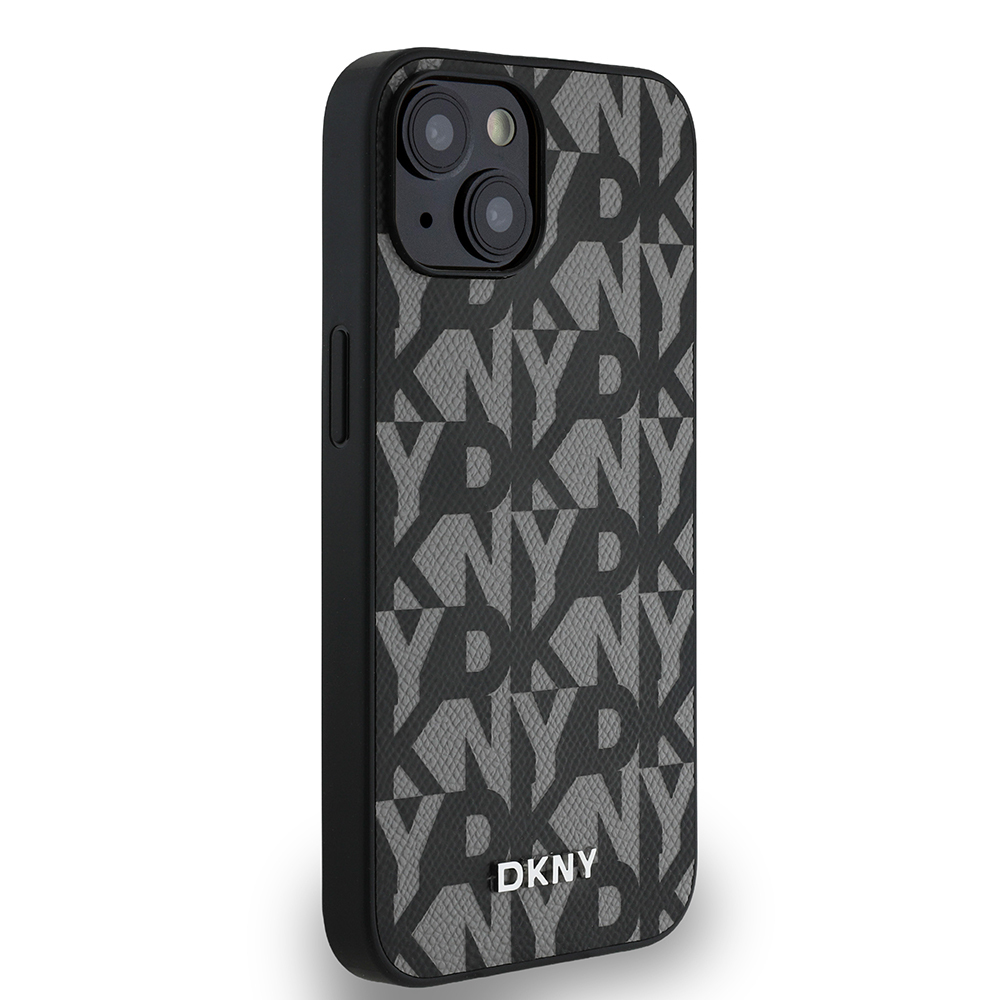 Apple iPhone 15 Uyumlu Kılıf DKNY Orjinal Lisanslı M-safe Şarj Özellikli 3D Yazılı Grid Pattern Kapak - 3