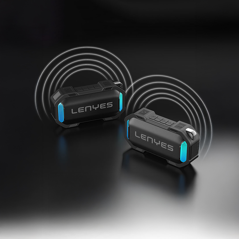 Lenyes S233 Ritme Duyarlı RGB Işıklı Taşınabilir Su Geçirmez TWS Bluetooth Hoparlör - 8
