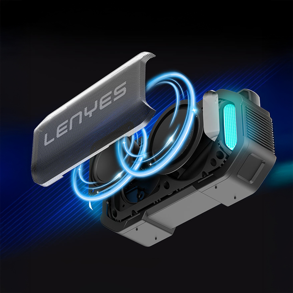 Lenyes S233 Ritme Duyarlı RGB Işıklı Taşınabilir Su Geçirmez TWS Bluetooth Hoparlör - 11