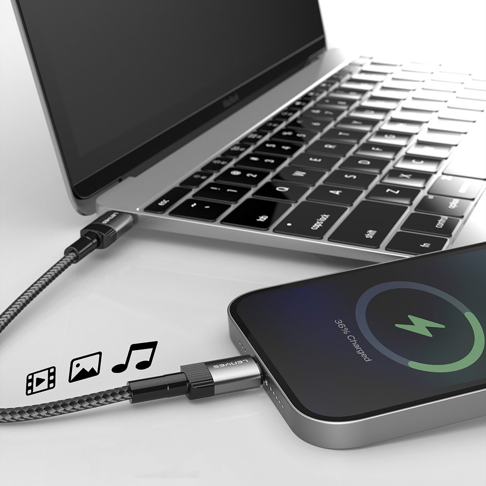 Lenyes LC546 USB-A to Type-C Örgü Tasarımlı Hızlı Şarj Özellikli Data ve Şarj Kablosu 12W 1M - 4