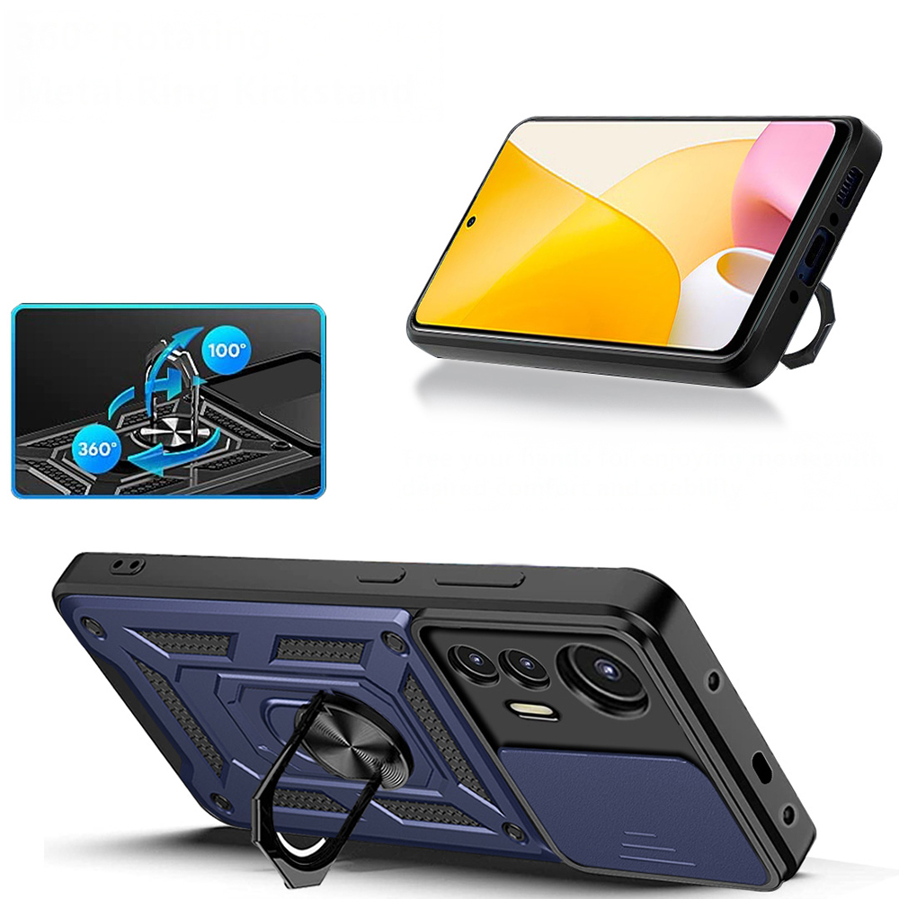 Xiaomi Mi 12 Lite Uyumlu Kılıf Magnetik Standlı Kamera Korumalı Zore Sürgülü Vega Kapak - 4
