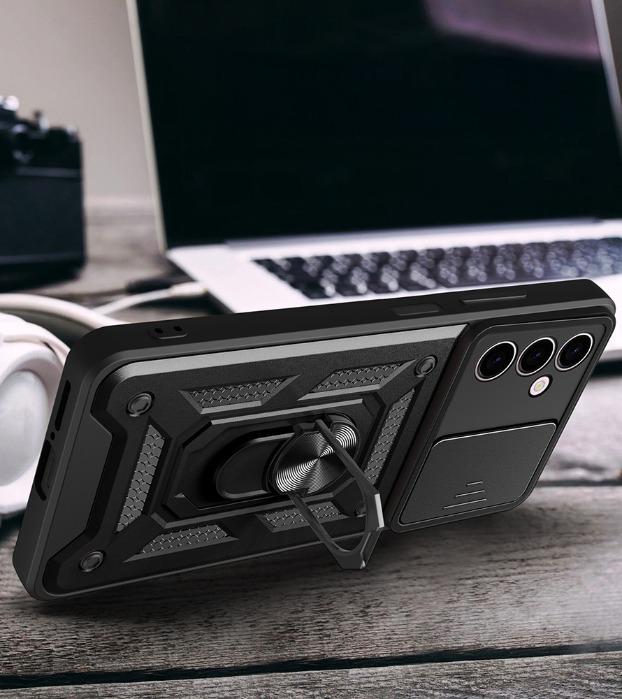 Infinix Hot 30 Uyumlu Play Kılıf Magnetik Standlı Kamera Korumalı Zore Sürgülü Vega Kapak - 6