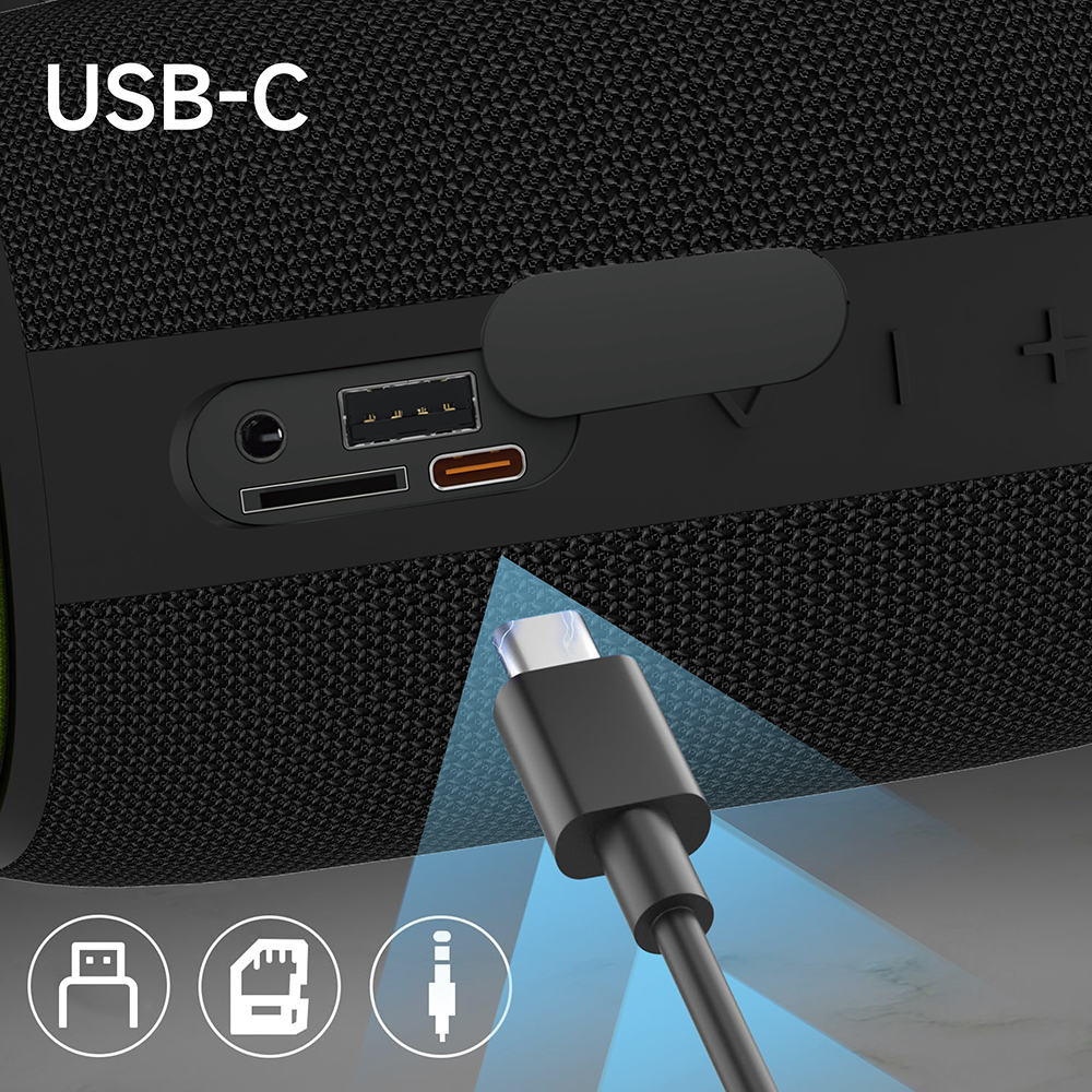 Wiwu H5 Su Geçirmez RGB Işıklı TWS Bluetooth Hoparlör v5.3 15W - 3