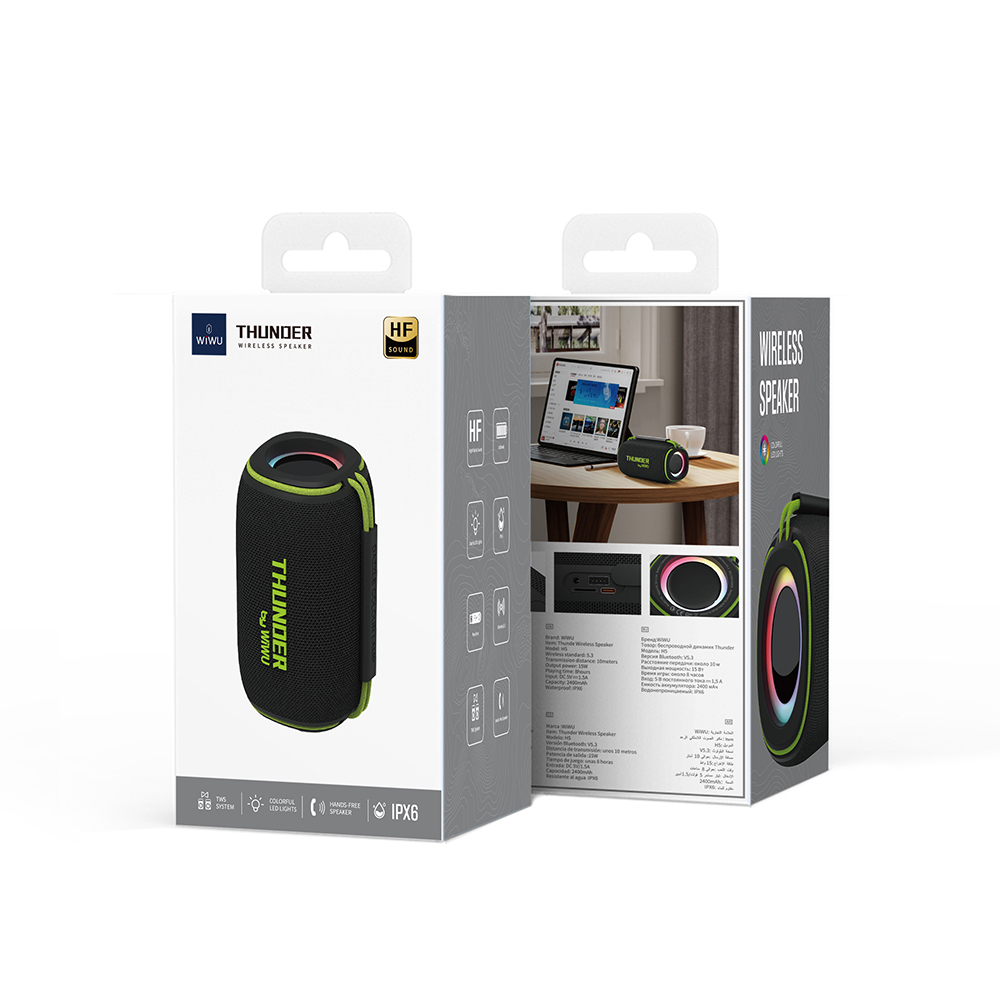 Wiwu H5 Su Geçirmez RGB Işıklı TWS Bluetooth Hoparlör v5.3 15W - 9