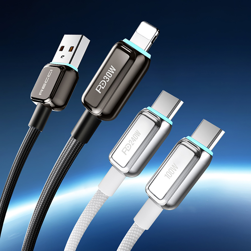 Recci RS42C Lamp Display Serisi USB-A to Type-C 100W Hızlı Şarj Özellikli Data ve Şarj Kablosu 1.5M - 2