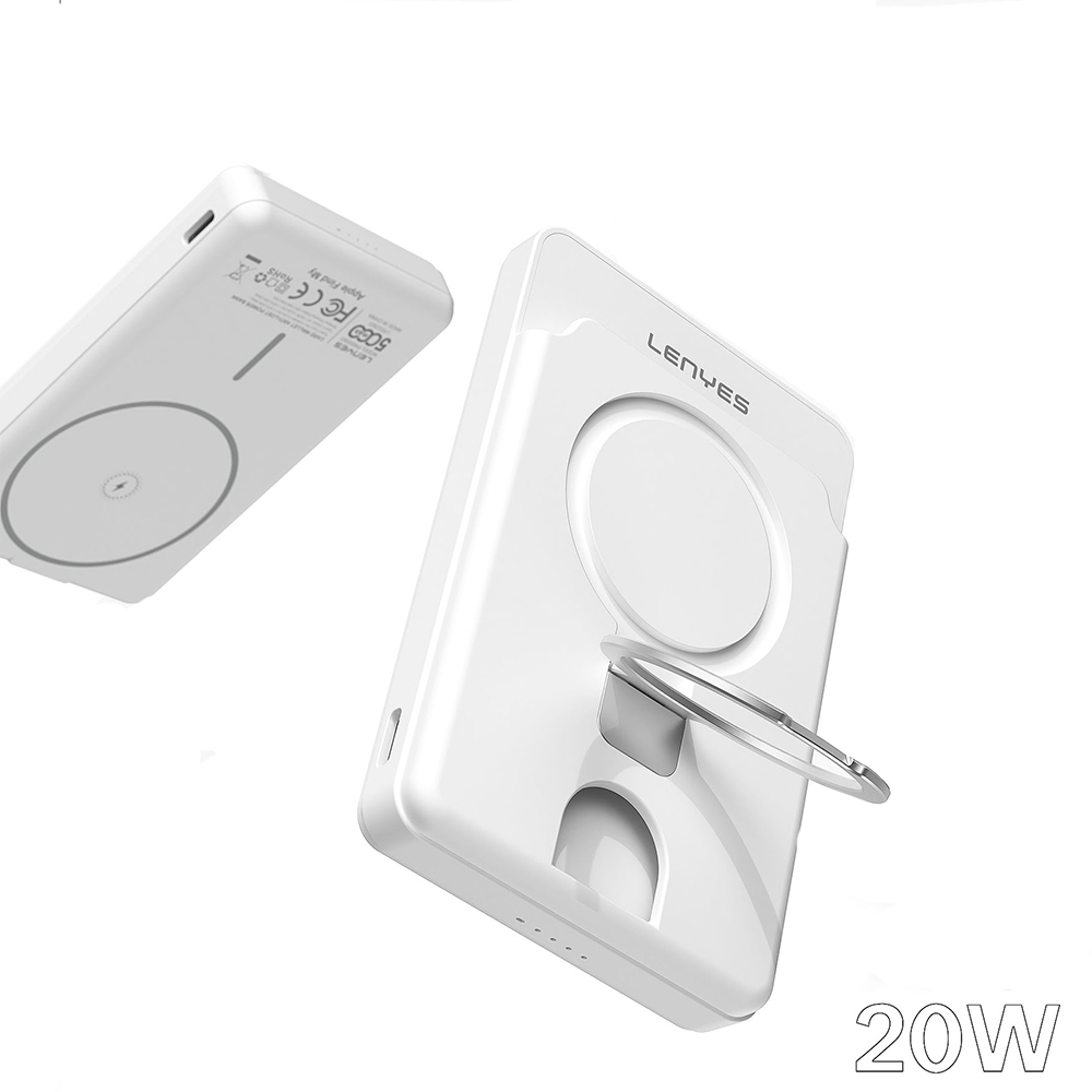 Lenyes PW0006D PD 20W Hızlı Şarj Özellikli Kartlıklı Standlı Wireless Powerbank 15W 5000mAh - 1