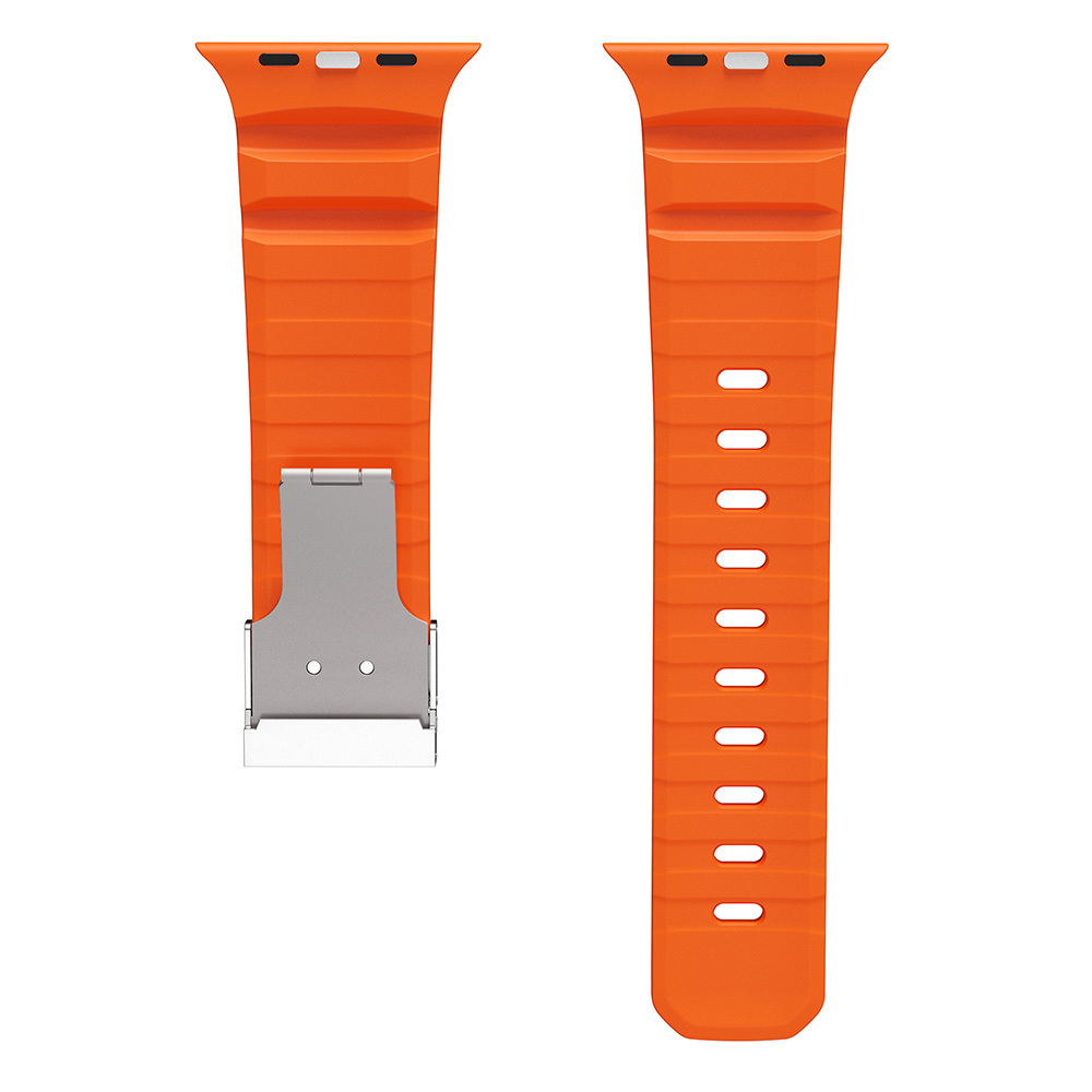 Apple Watch Ultra 49mm Uyumlu Zore KRD-145 Metal Tokalı Silikon Kordon - 14