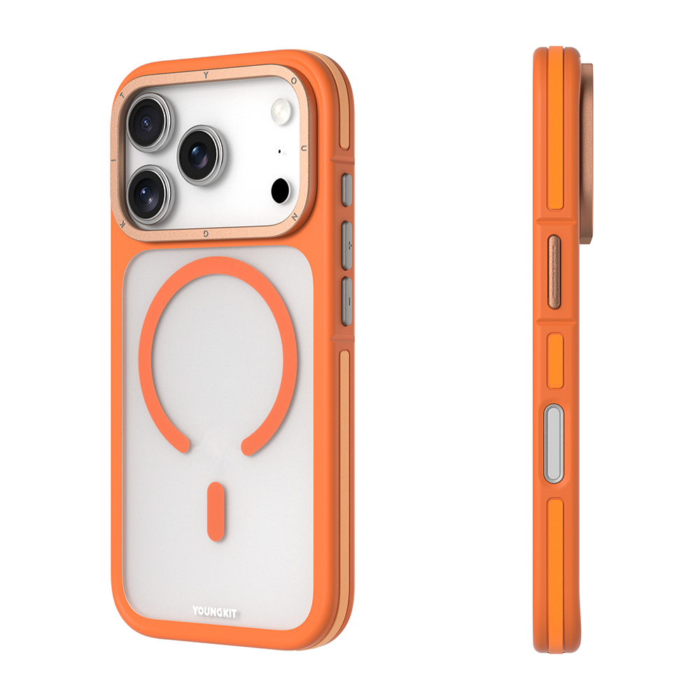 Apple iPhone 17 Pro Kılıf M-safe Şarj Özellikli Youngkit Rock Sand Serisi Kapak - 5