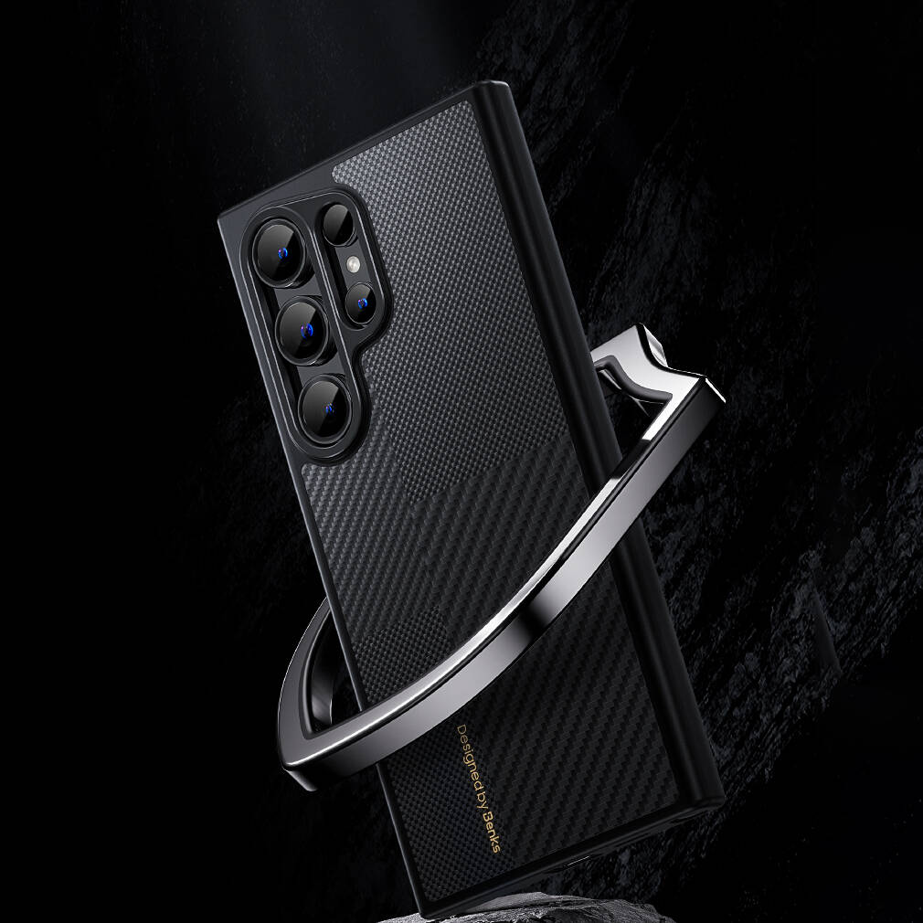 Samsung Galaxy S25 Uyumlu Kılıf M-safe Şarj Özellikli Karbon Fiber Benks Montage Hybrid ArmorPro Kevlar Kapak - 3