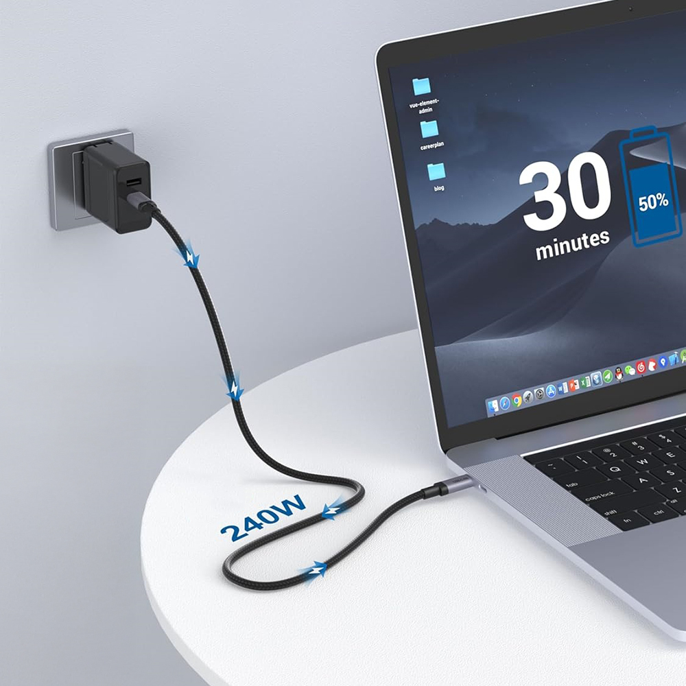 Qgeem QG03 Type-C to Type-C PD 40G 8K@60Hz Data Kablosu 240W 1M - 1