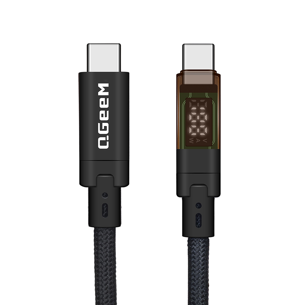 Qgeem QG04 Dijital LED Göstergeli Type-C to Type-C PD 40G 8K@60Hz Data Kablosu 240W 1M - 1