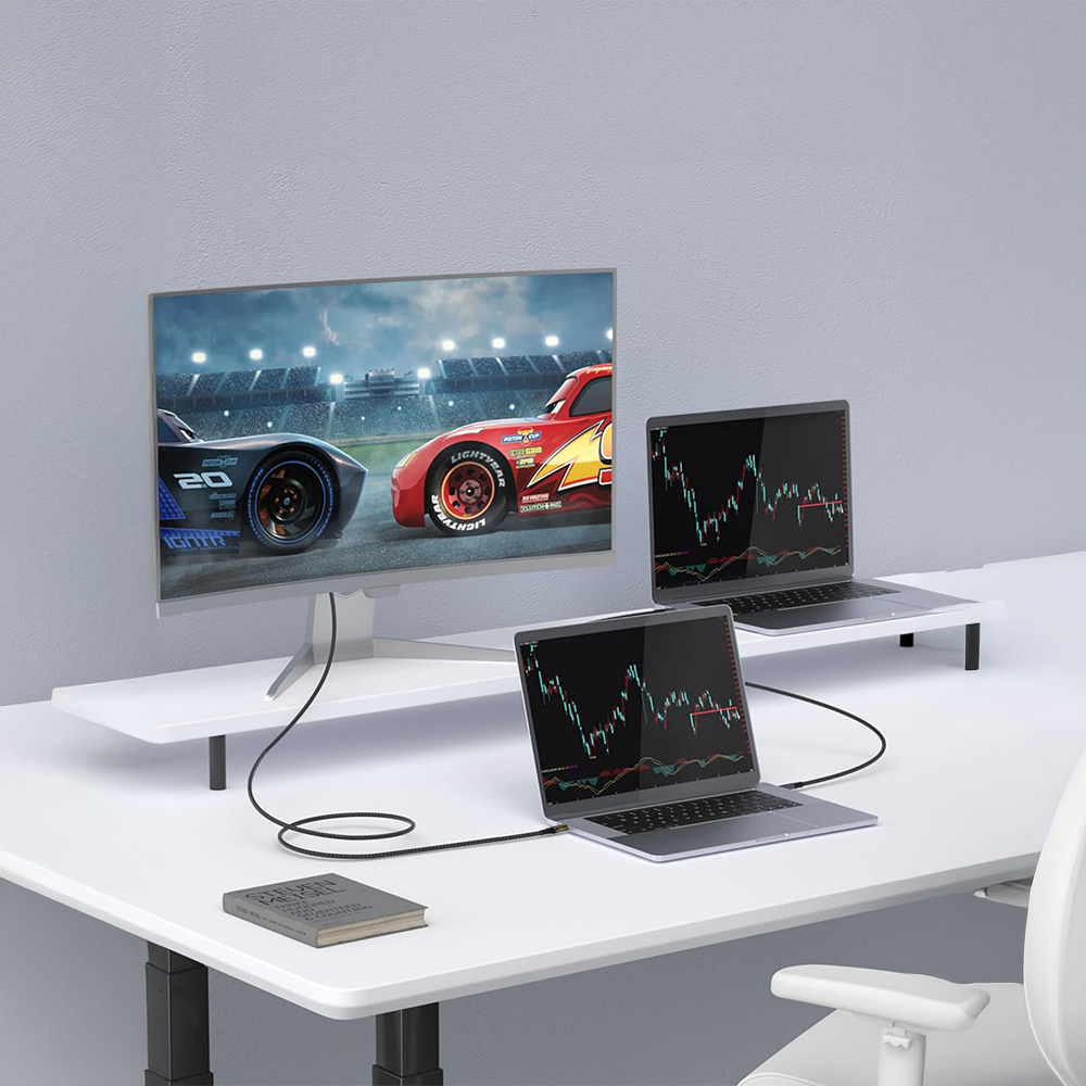 Qgeem QG04 Dijital LED Göstergeli Type-C to Type-C PD 40G 8K@60Hz Data Kablosu 240W 1M - 2