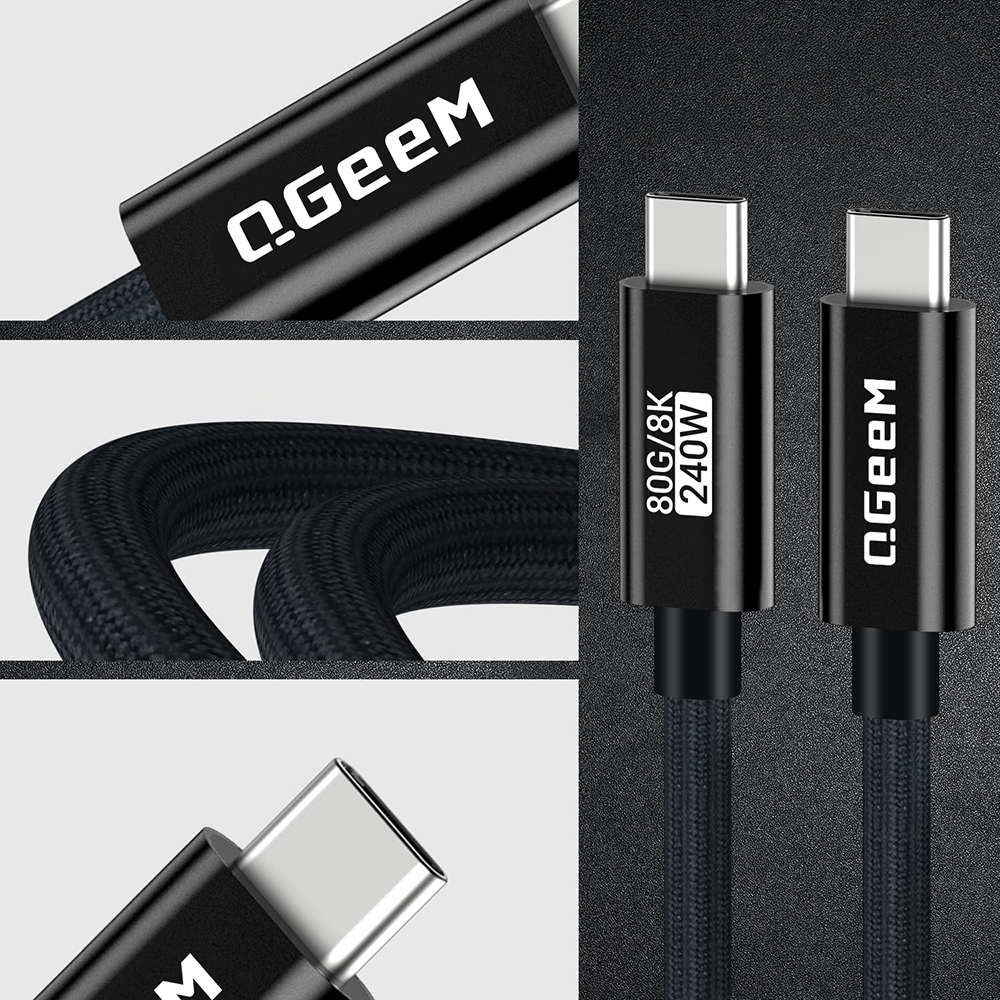 Qgeem QG05 Type-C to Type-C USB5 PD Data Kablosu 240W 80Gbps 8K@60Hz 1.2 Metre - 4